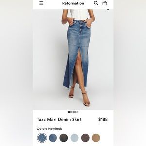 NWT Sz 26 Reformation Tazz Maxi Denim Skirt in Hemlock